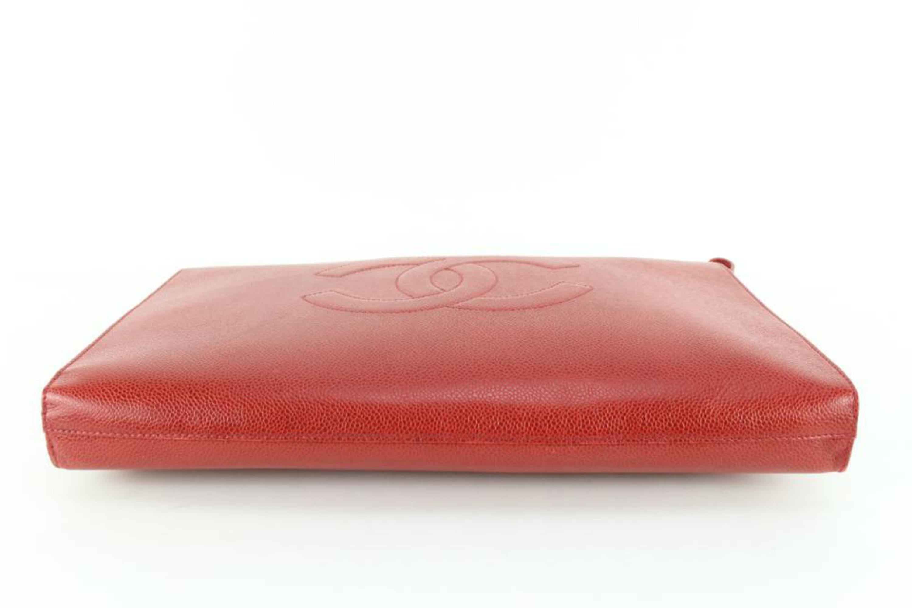 Chanel XL Jumbo Red Caviar CC Logo Leather Timeless Portfolio Clutch 70cc817s 3