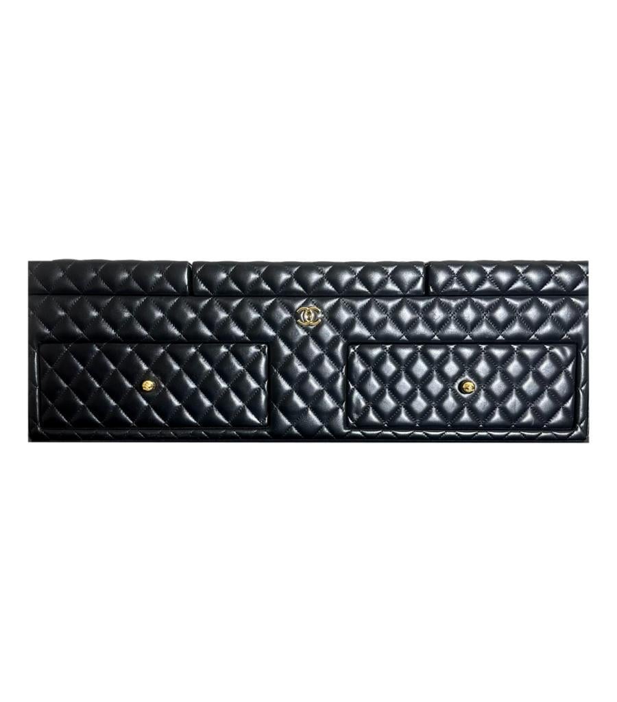 Chanel XL Leder Diamant gesteppte Schmucktruhe mit goldenen Schlüsseln und Aufbewahrungsbox im Angebot 3