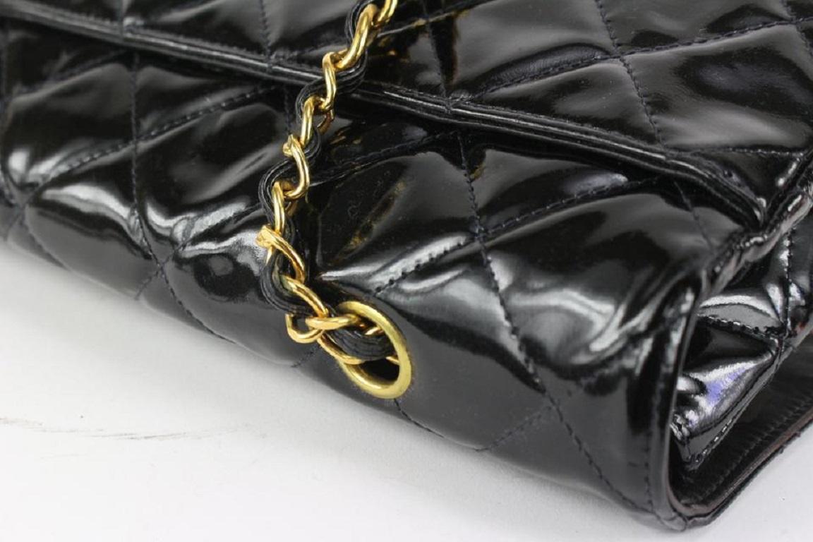Chanel XL Maxi Black Quilted Patent Single Flap Chain Bag 92ca66 For Sale 8