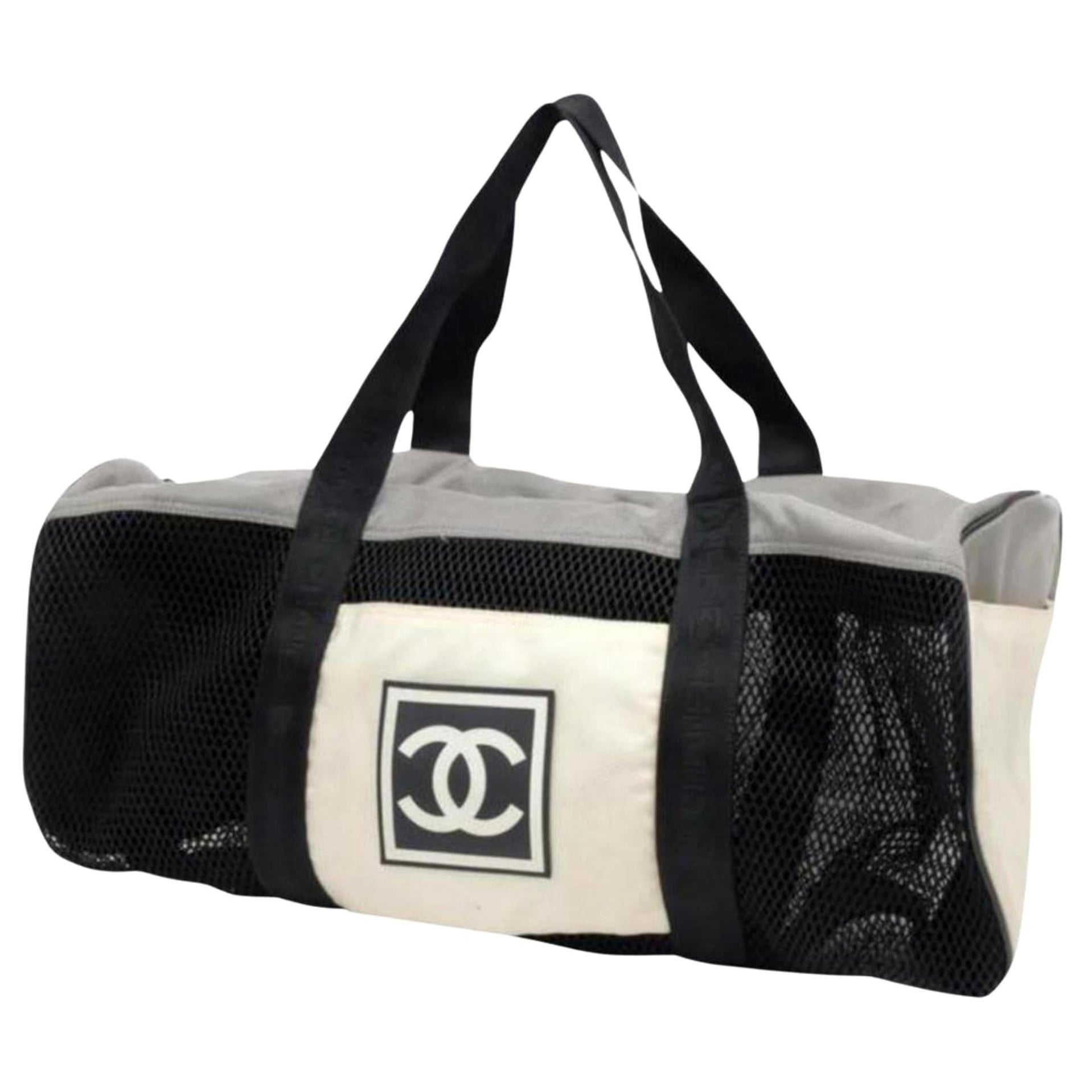 Chanel XL Malla CC Logo Bolsa Duffle Boston Viaje Gimnasio 39ck824s