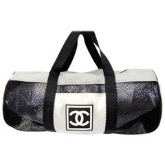 Chanel Xl Mesh Sports Cc Logo Duffle 230183 Grey Coated Canvas Weekend/Travel