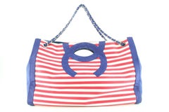 Chanel XL Navy x Red CC Chain Tote Strpie7CAS0419