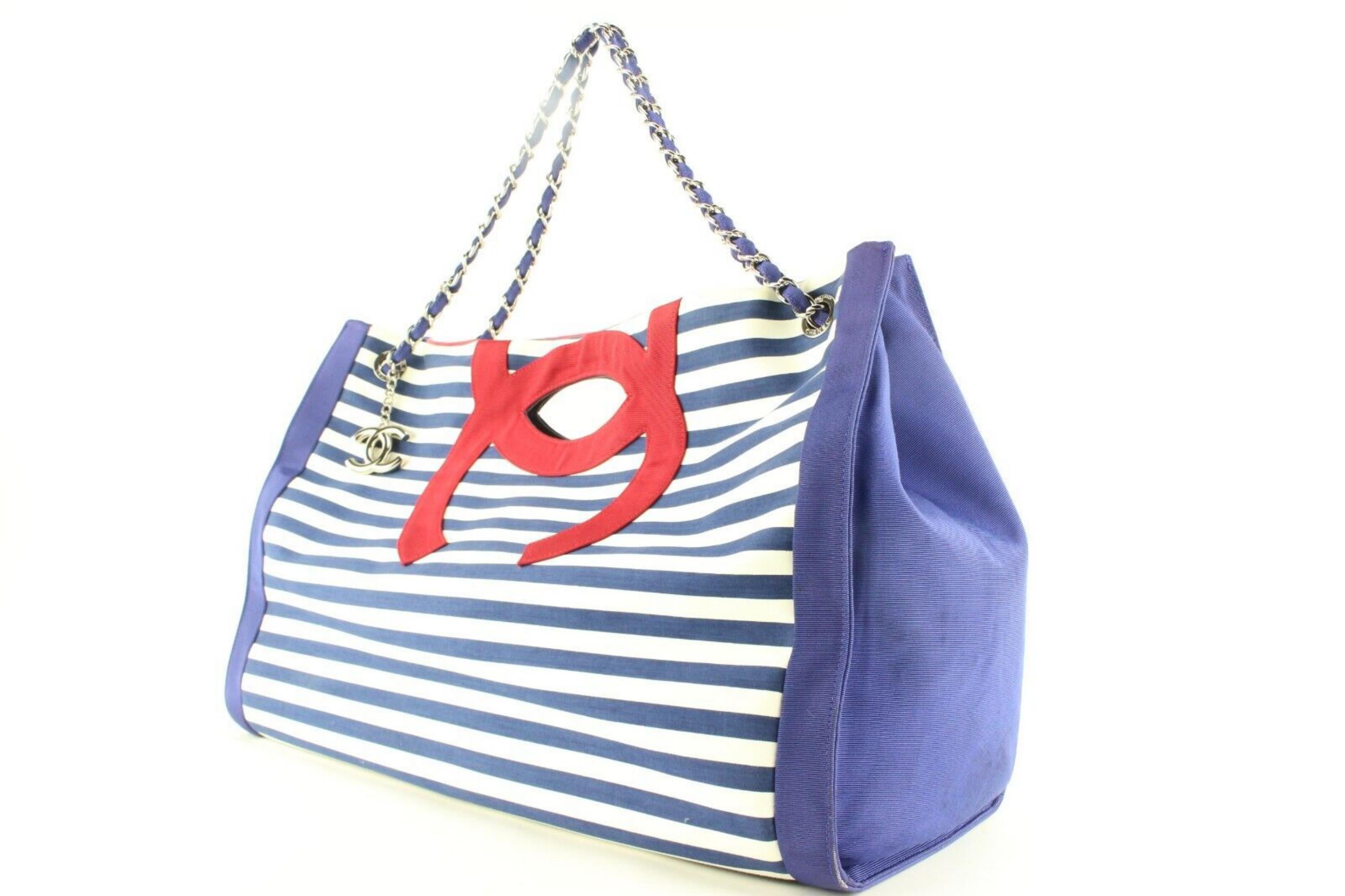 Gray Chanel XL Navy x Red CC Chain Tote Strpie7CAS0419 For Sale
