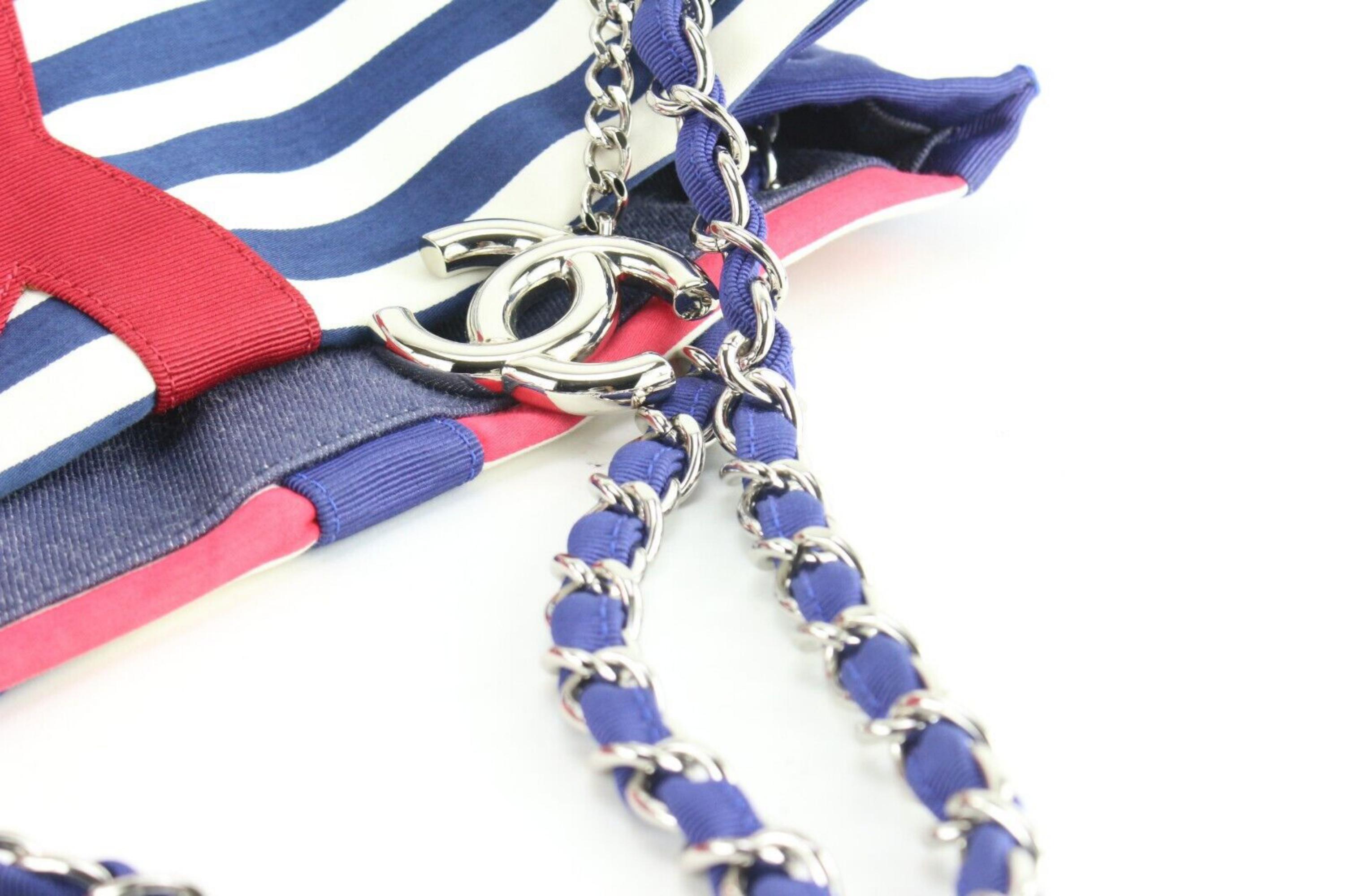 Chanel XL Navy x Red CC Chain Tote Strpie7CAS0419 For Sale 3