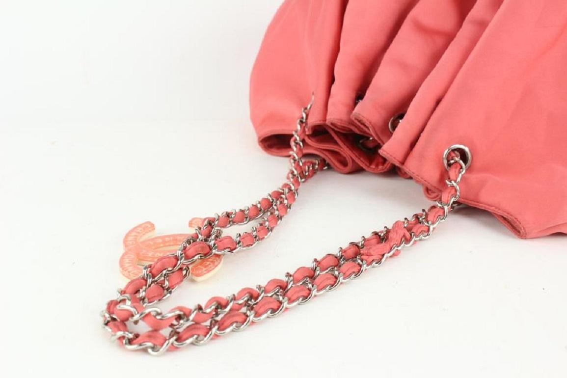 Chanel XL Pink Quilted Satin Hobo Chain Bag 1025c19 2