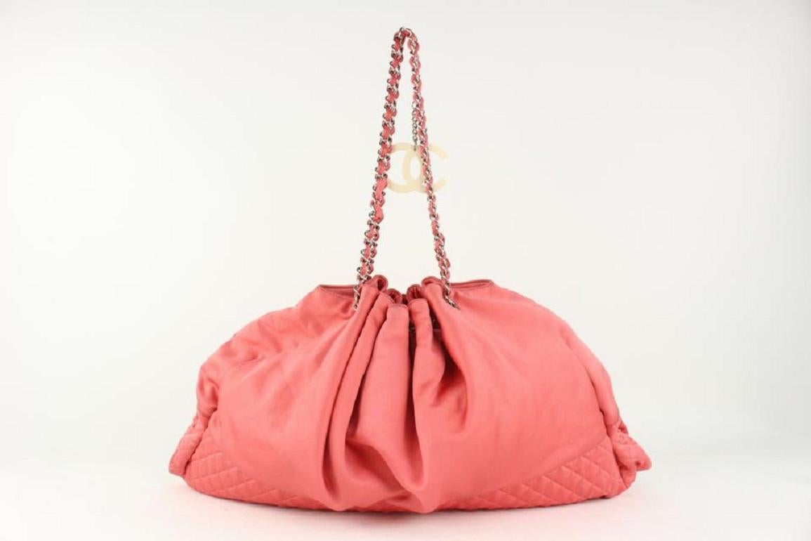 Chanel XL Pink Quilted Satin Hobo Chain Bag 1025c19 3