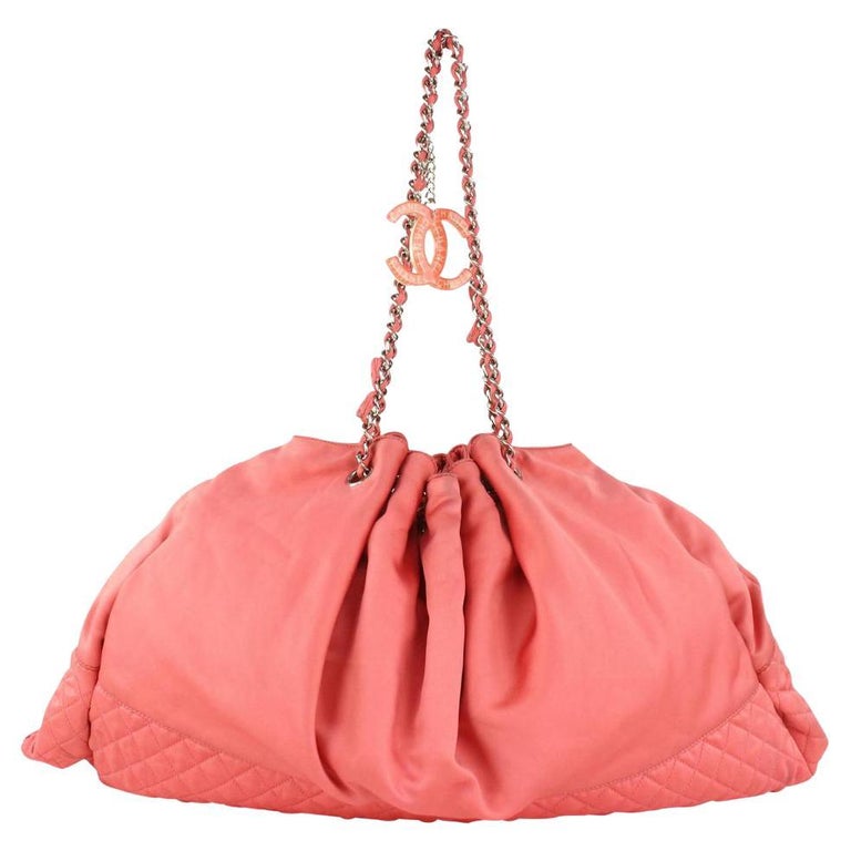 Chanel XL Pink Quilted Satin Hobo Chain Bag 1025c19 For Sale at 1stDibs