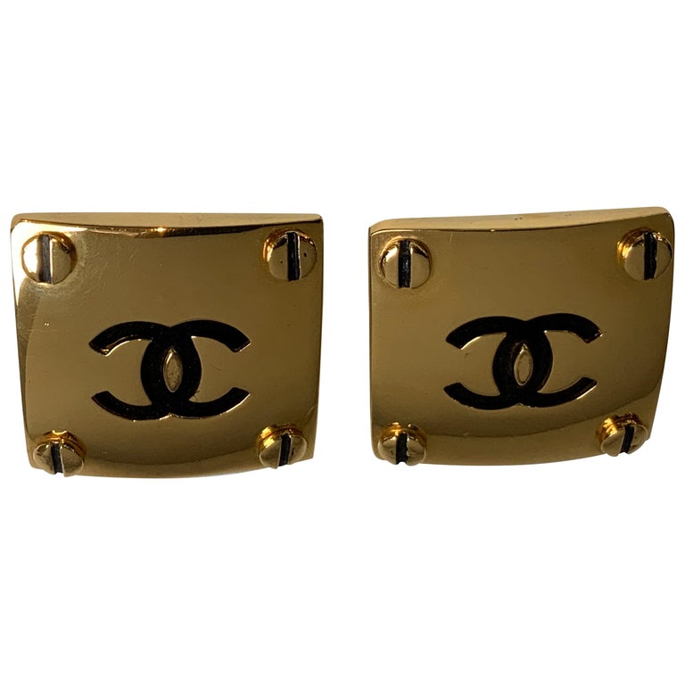 Two Pairs Vintage Chanel Cc Monogram Clip Earrings