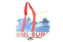 Chanel XL Wave Surf CC Logo Tote Blue x Red 1CAS424