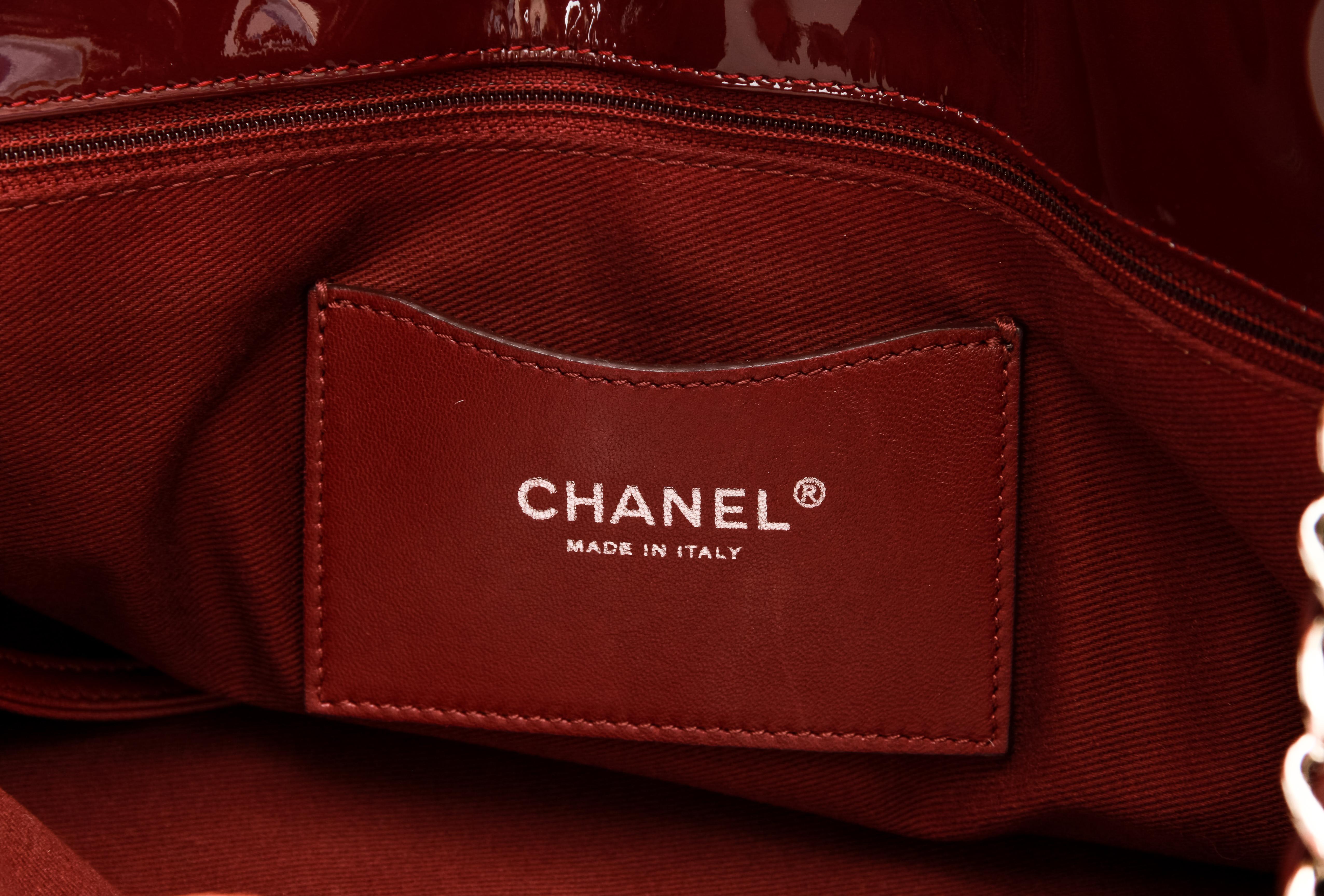 Chanel XXL Burgundy Patent Mademoiselle For Sale 1
