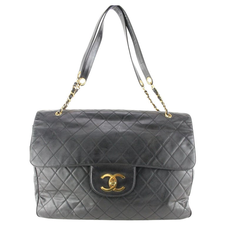 Chanel XXL Quilted Vinyl Classic Flap 24k GHW XL Maxi Jumbo 2CC516K For  Sale at 1stDibs