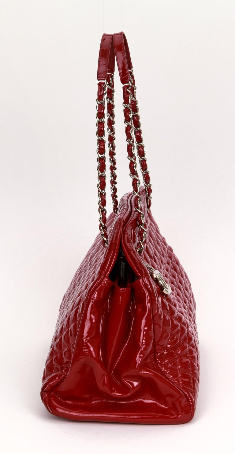 Chanel XXL Red Patent Mademoiselle Bag For Sale at 1stDibs red