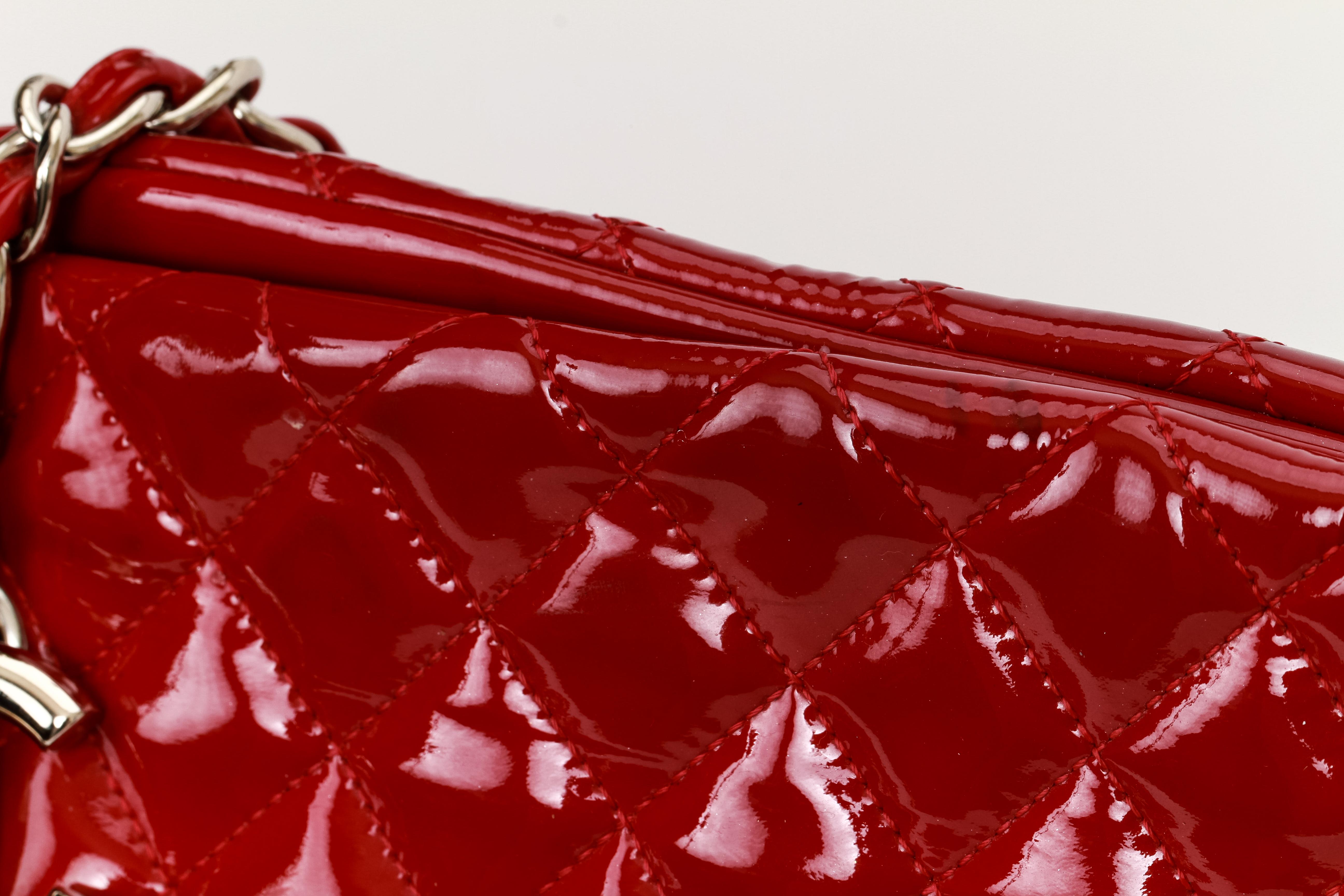 Chanel XXL Red Patent Mademoiselle Bag For Sale 2