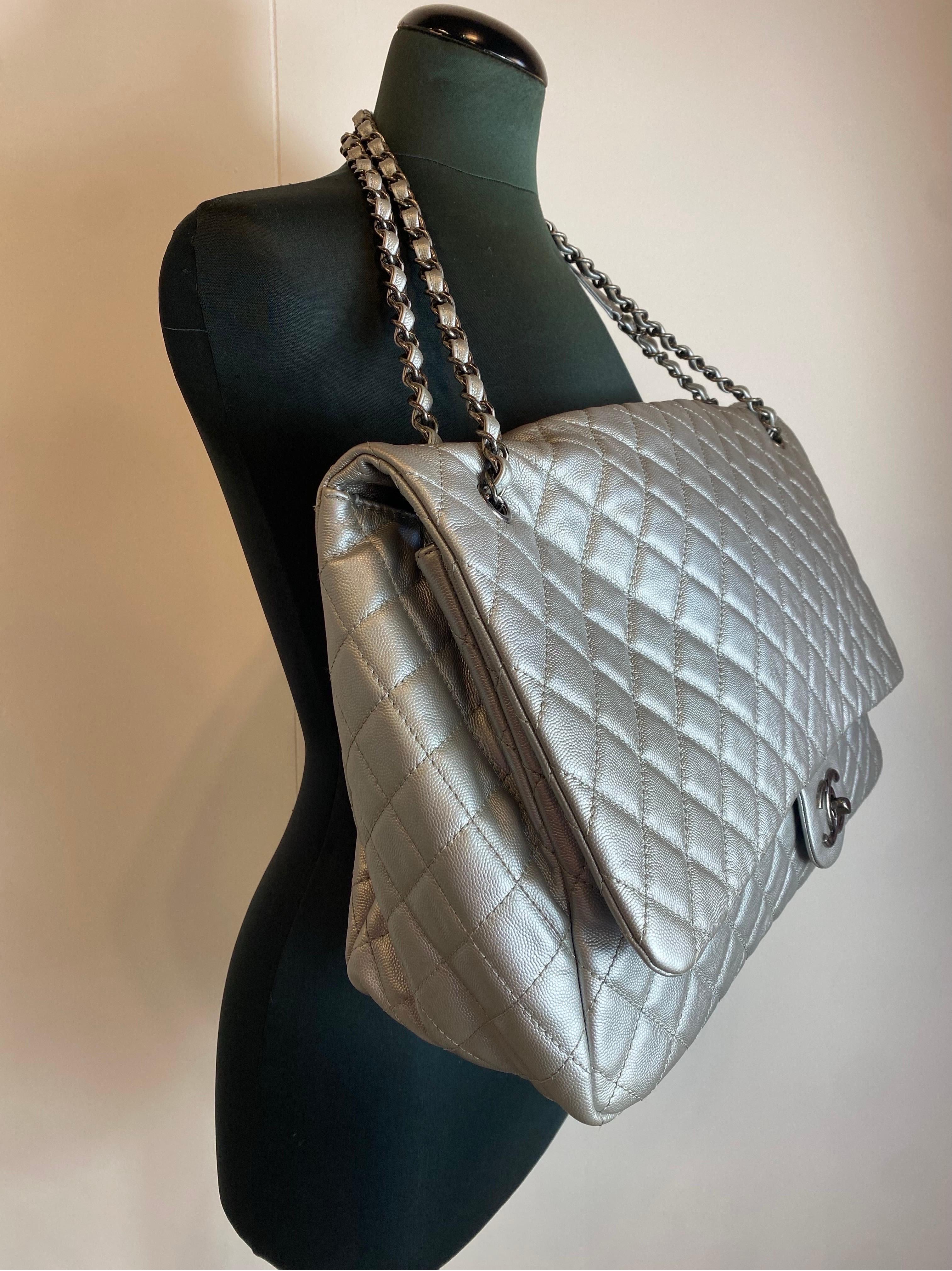 Silver Chanel XXL silver Travel Bag