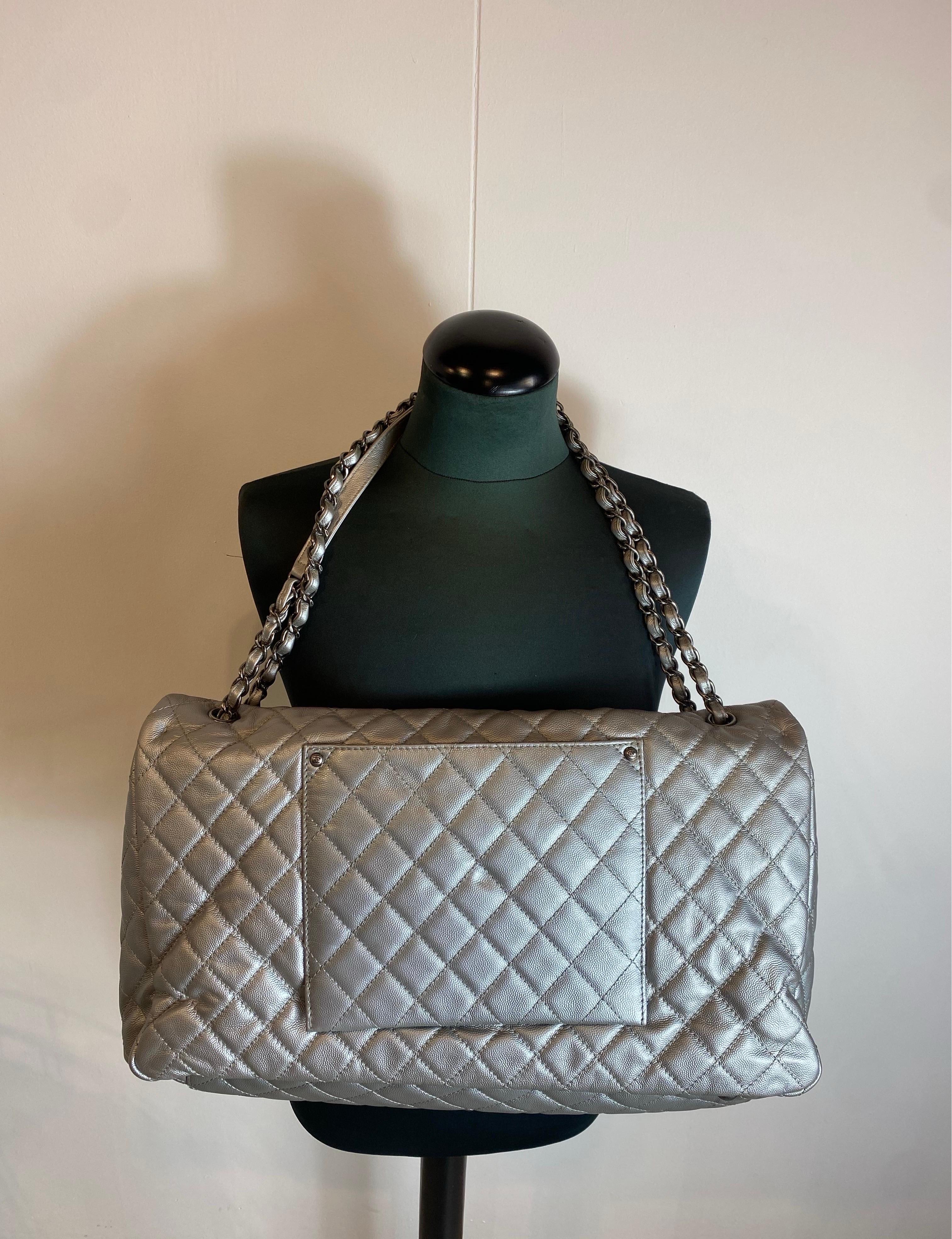 Women's or Men's Chanel XXL silver Travel Bag