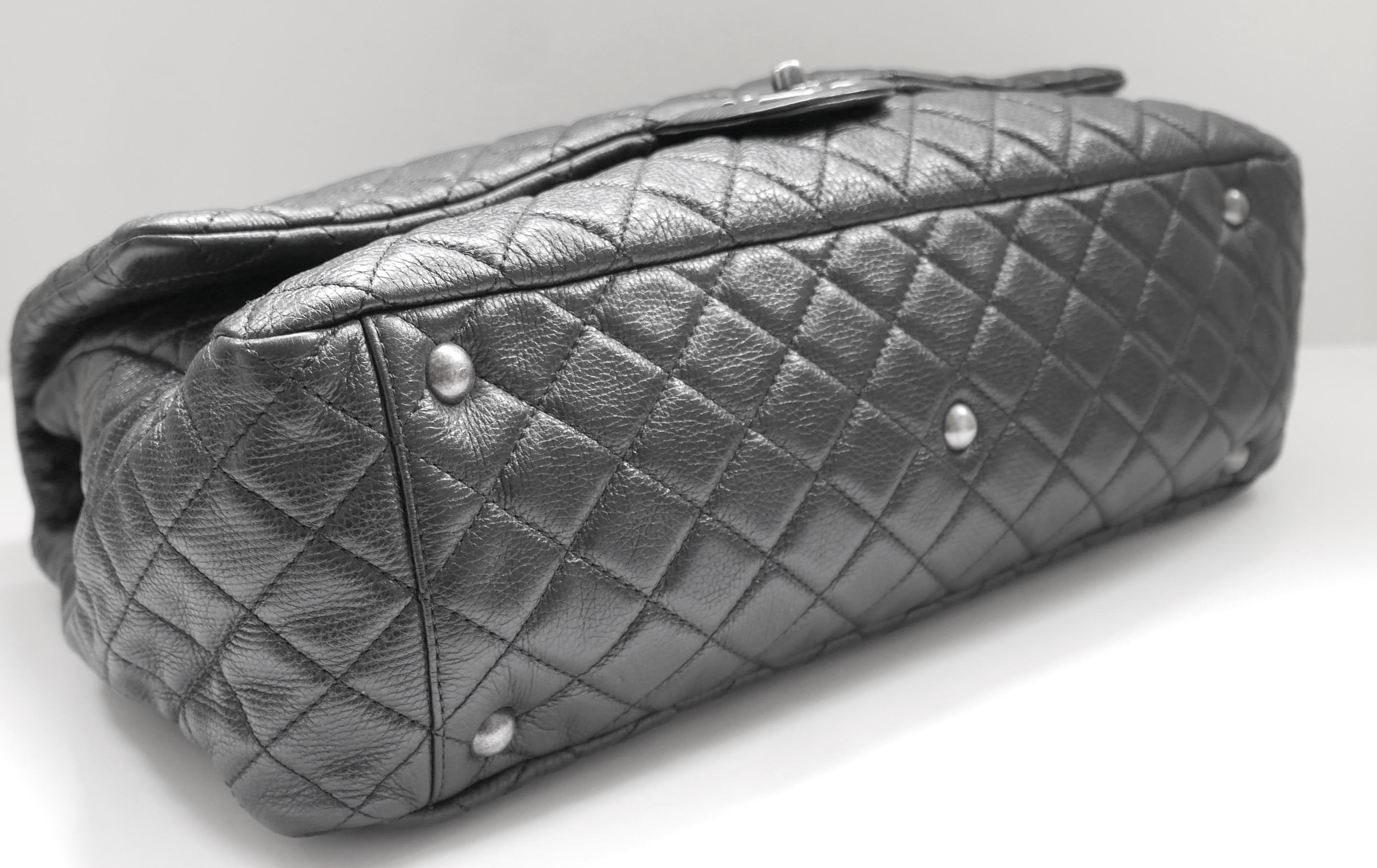 Chanel XXL Travel Flap Bag Black Caviar Leather For Sale 2