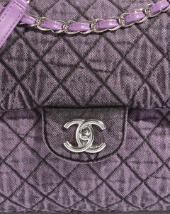 CHANEL XXL 20C Denimpression Flap Bag in Aged PURPLE Denim