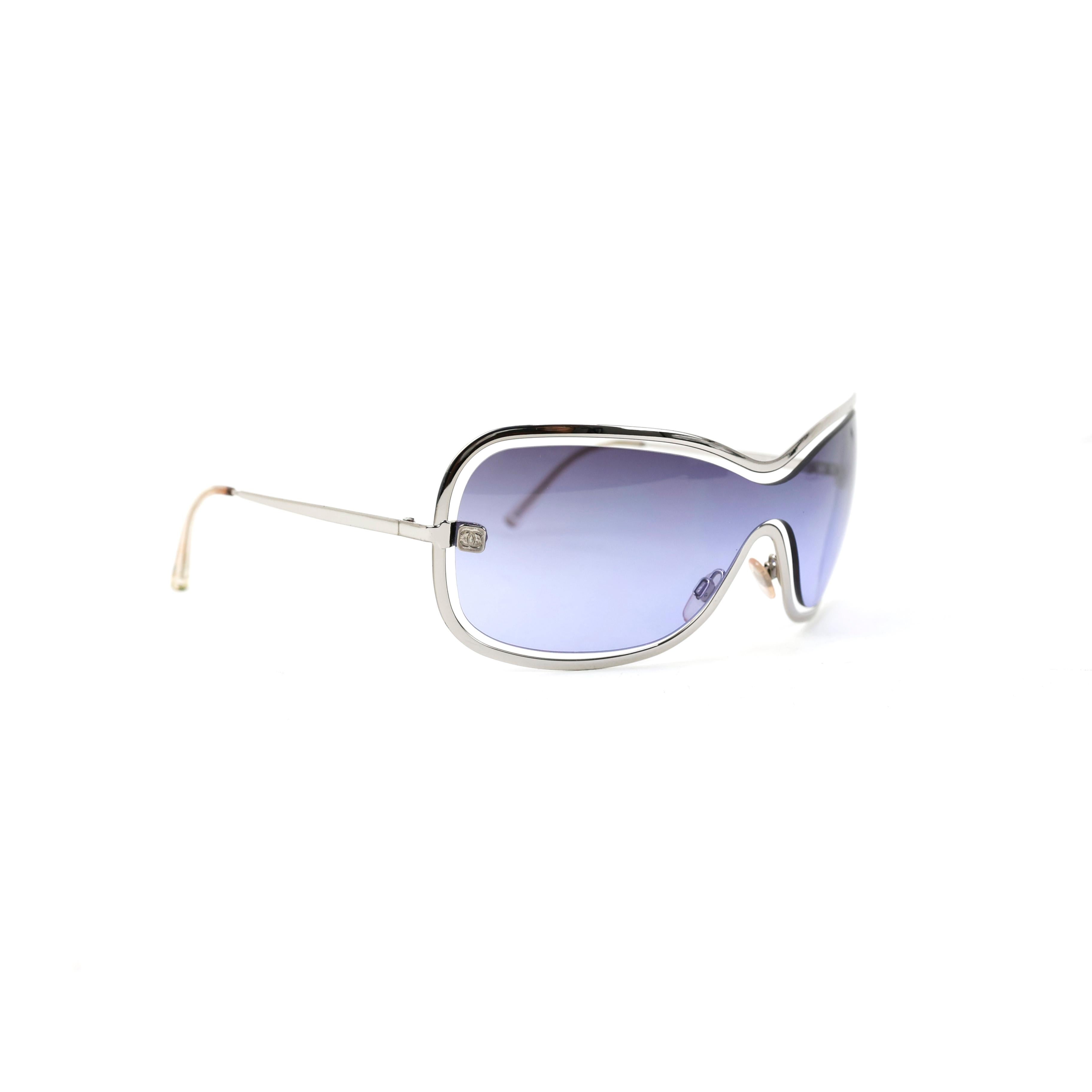 Purple Chanel Y2K Mask Sunglasses For Sale