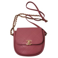 Chanel Y2K Quilted Mini Crossbody Half Moon Crossbody Sling Bag – Pink Leather