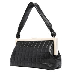 Chanel Y2K Vintage 2001 Lambskin Square Embossed Frame Satchel Kelly Bag