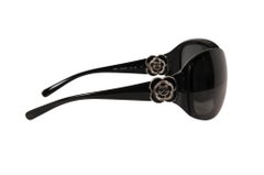Chanel Vintage 6032 Camelia Flower Oversized Black Sunglasses Silver CC Logo