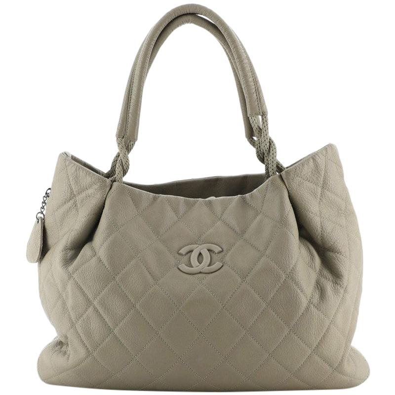 Chanel Yacht Expandable Zipper Hobo Quilted Caviar Small