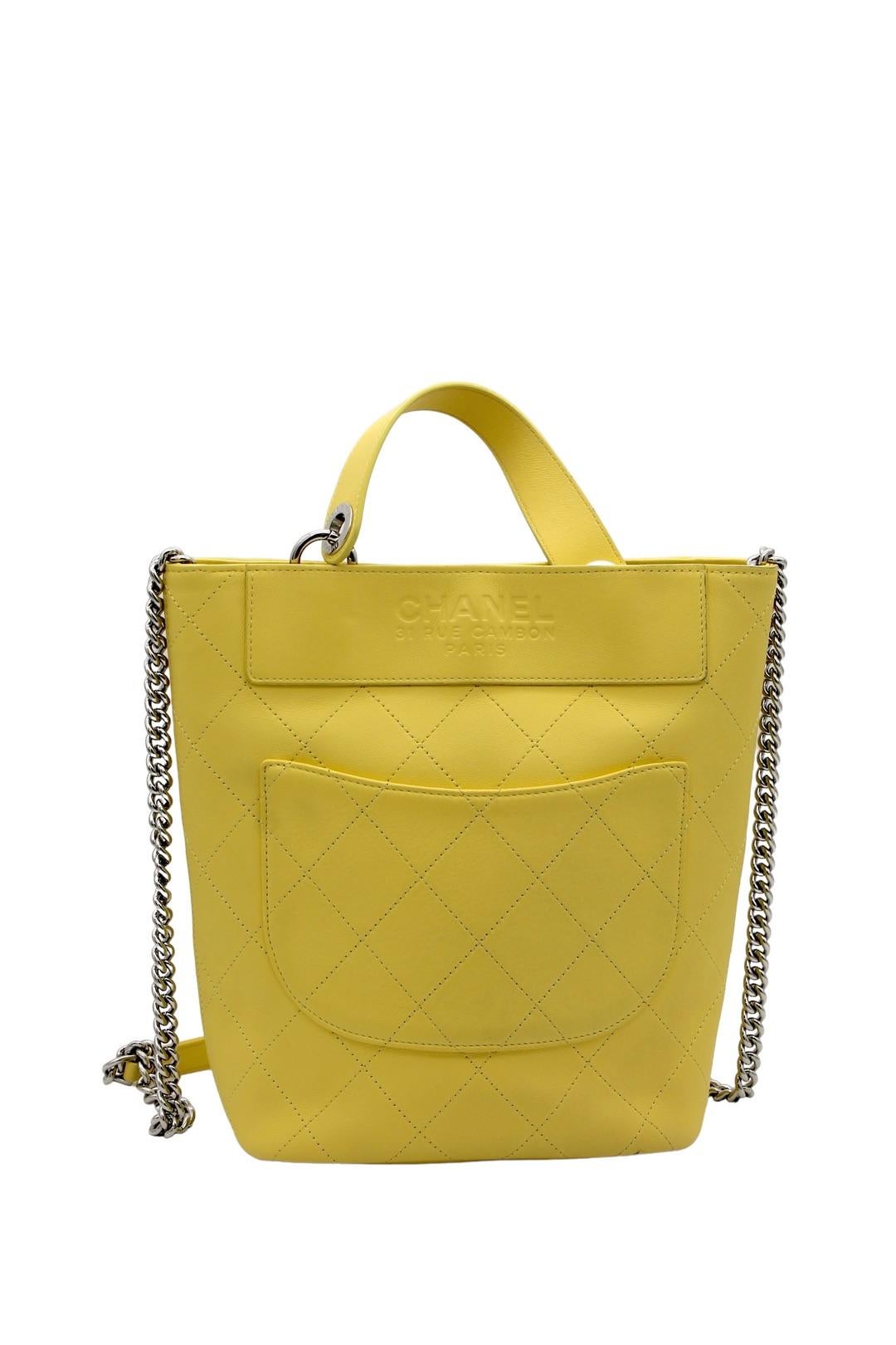 Chanel Yellow 31 Rue Cannborn Paris 

This Chanel Yellow 31 Rue Cannborn Paris bag is a unique and stylish piece that is sure to turn heads wherever you go. It is made from high-quality lambskin and features a beautiful yellow color with the iconic