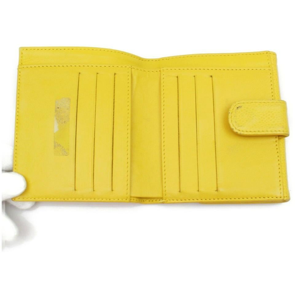 Chanel Yellow 872039 Caviar Square Cc Logo Compact Wallet For Sale 3