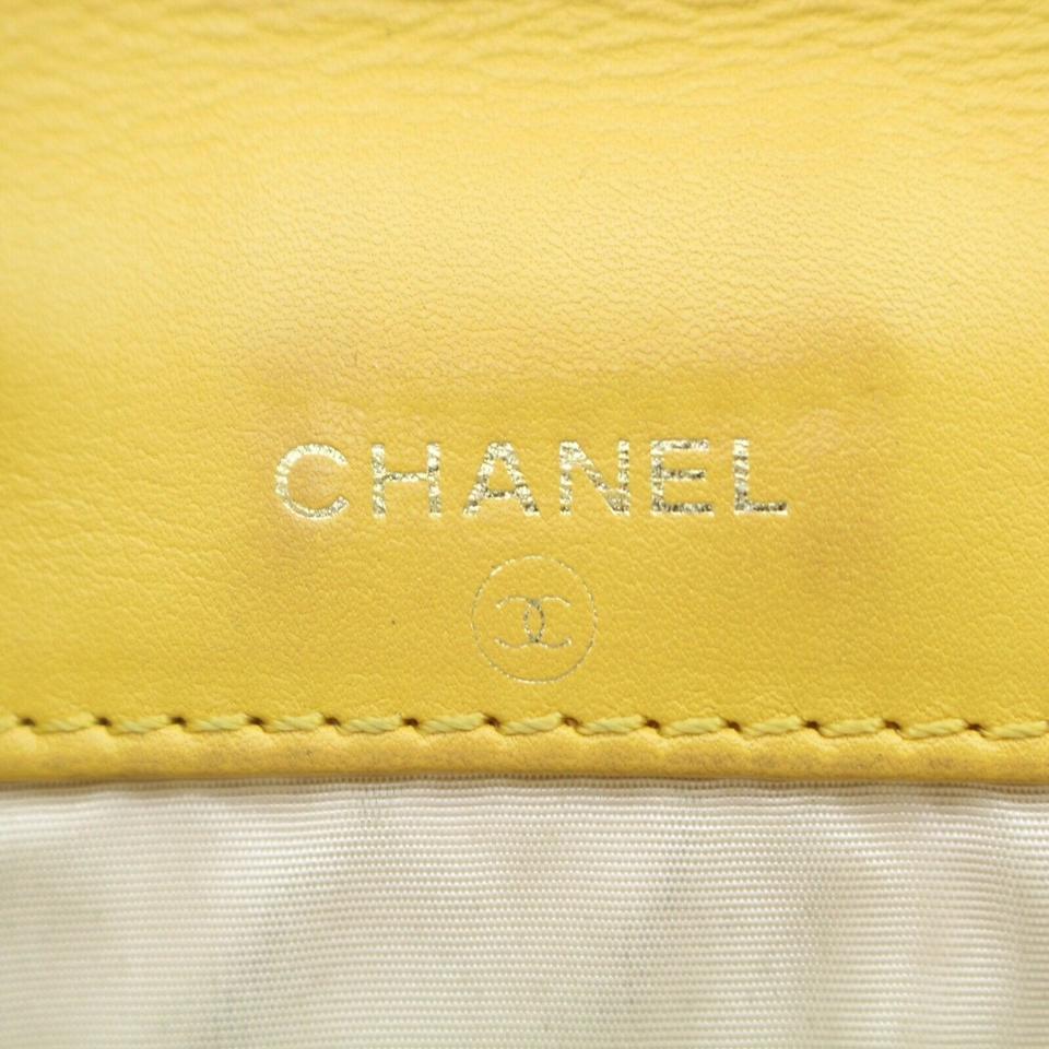 Chanel Yellow 872039 Caviar Square Cc Logo Compact Wallet For Sale 4
