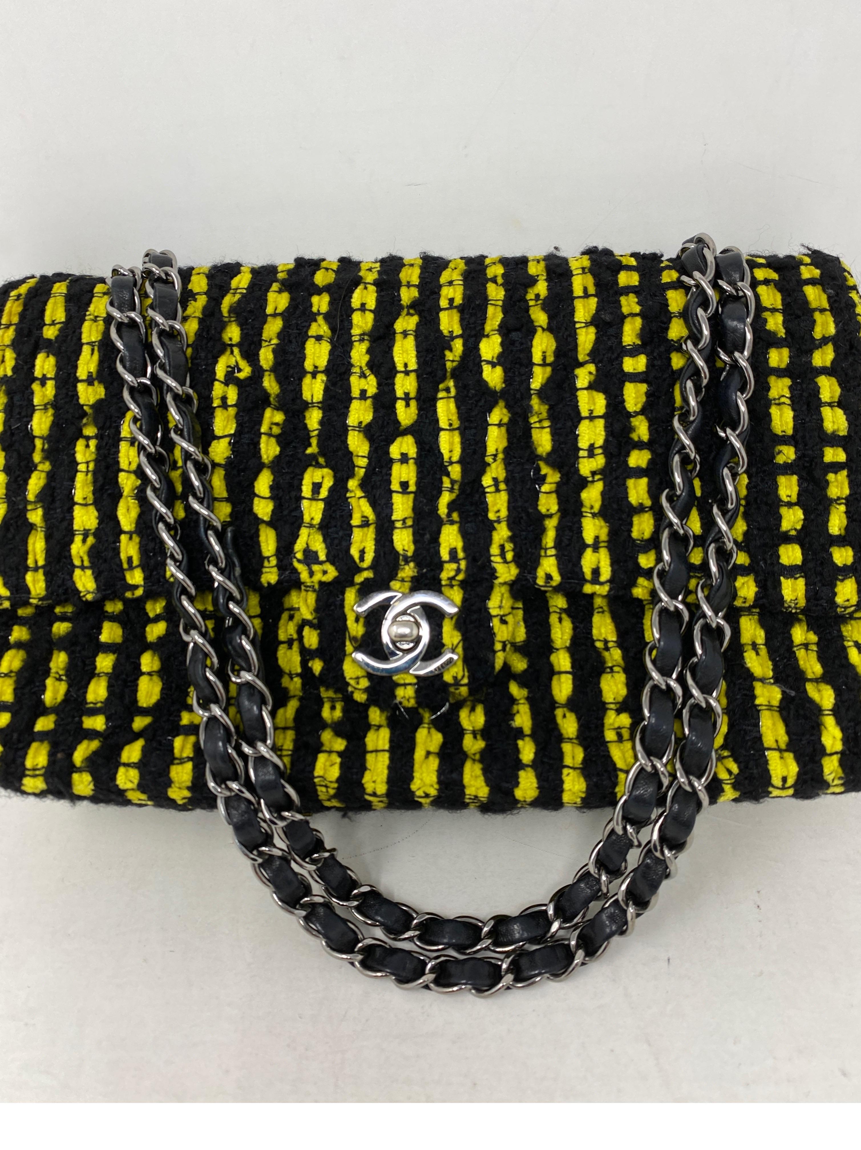 Chanel Yellow and Black Tweed Bag In Excellent Condition In Athens, GA