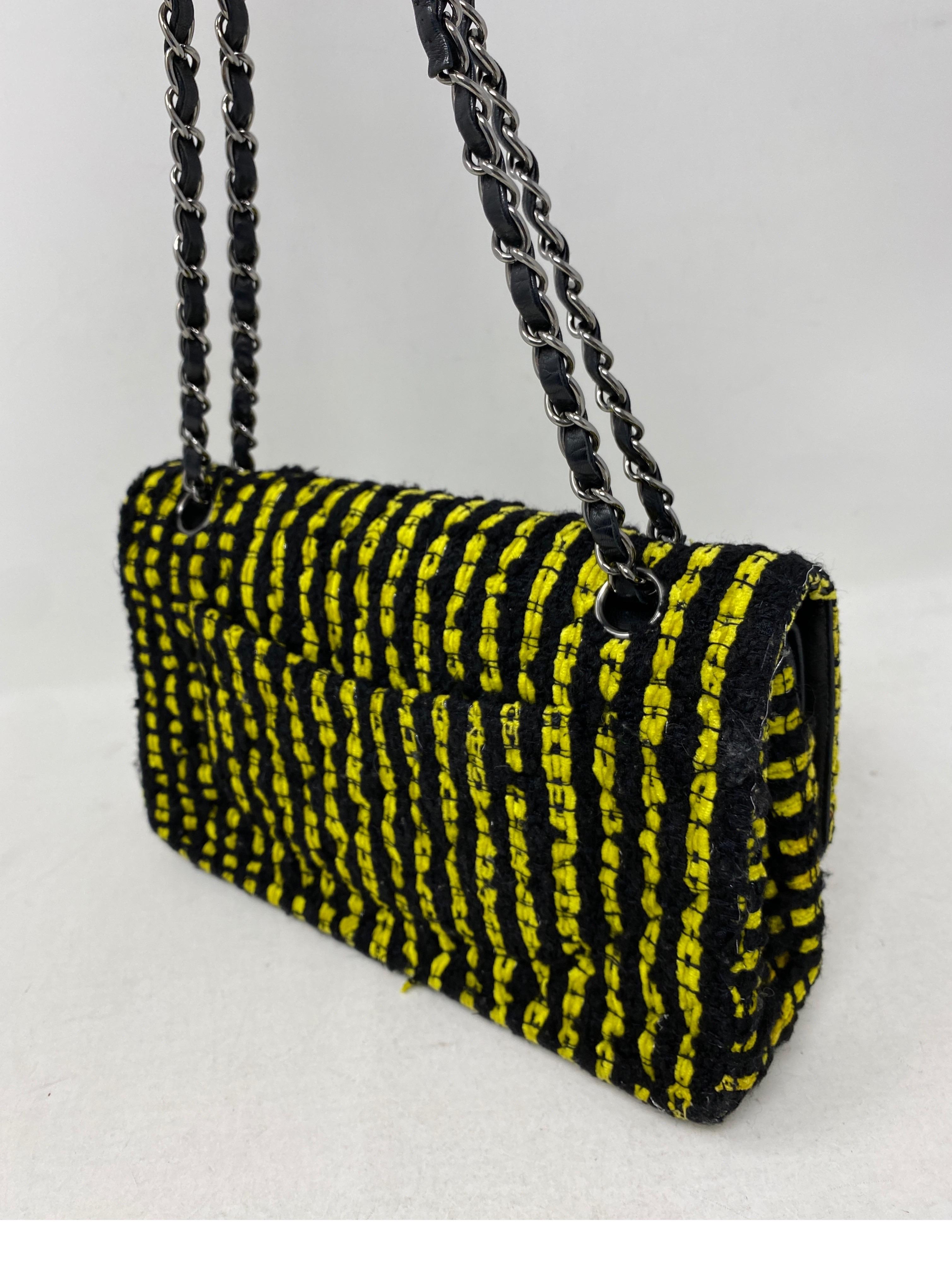 Chanel Yellow and Black Tweed Bag 3