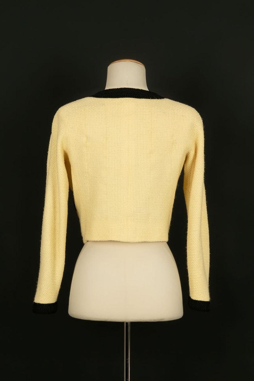 Beige Chanel Yellow and Black Wool Jacket For Sale
