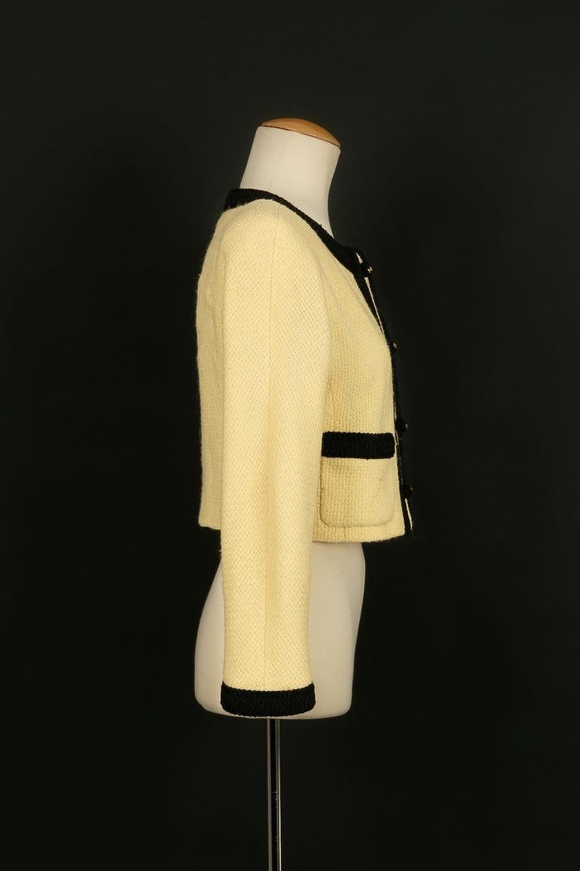 Chanel Jacke aus gelber und schwarzer Wolle im Zustand „Gut“ im Angebot in SAINT-OUEN-SUR-SEINE, FR