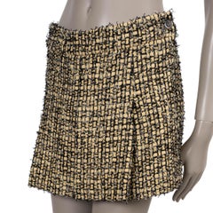 CHANEL yellow balck cotton 22P RIBBON TWEED Shorts Pants 36 XS