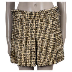 CHANEL yellow balck cotton 22P RIBBON TWEED Shorts Pants 36 XS