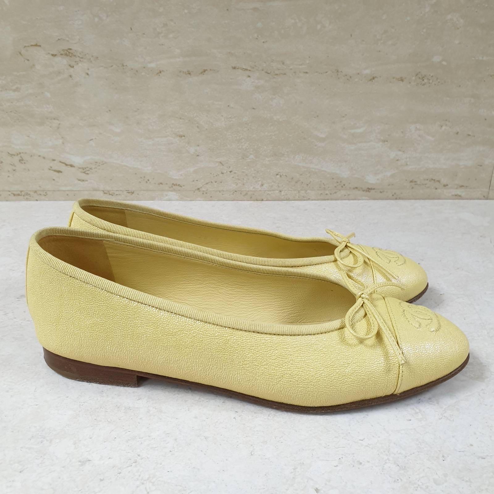 Chanel Yellow Ballerinas  Ballet Flat Shoes In Good Condition In Krakow, PL