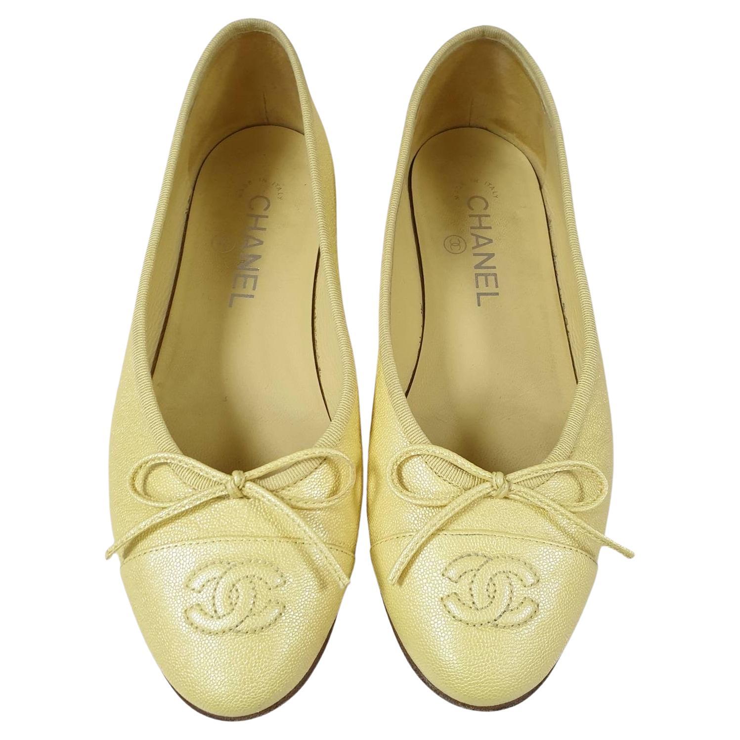 Chanel Yellow Ballerinas Ballet Flat Shoes