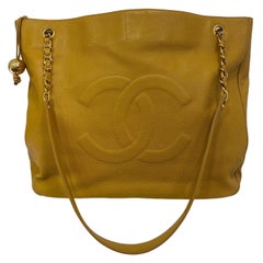 Chanel Yellow Big Tote Shoulder Bag Vintage