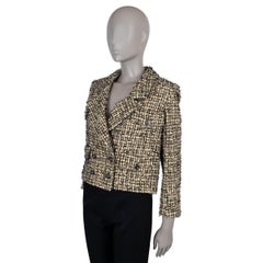 CHANEL yellow & black cotton 22P RIBBON TWEED Jacket 36 XS