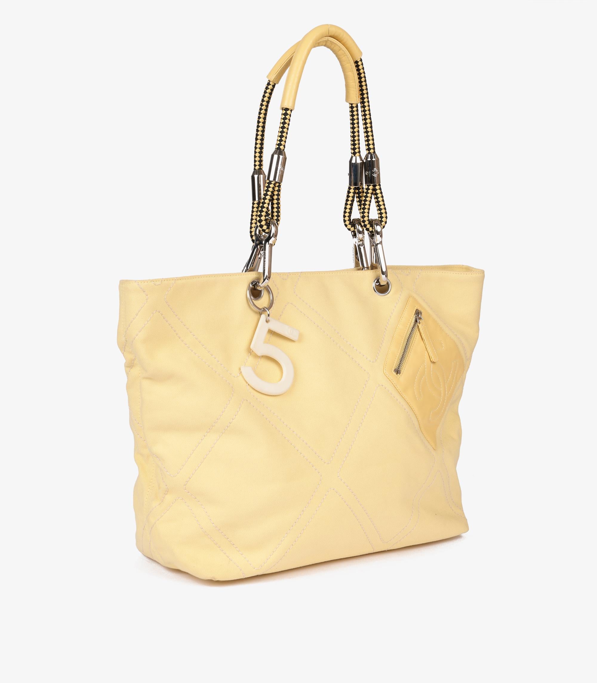 Chanel Yellow Canvas Vintage No.5 Timeless Tote In Excellent Condition In Bishop's Stortford, Hertfordshire