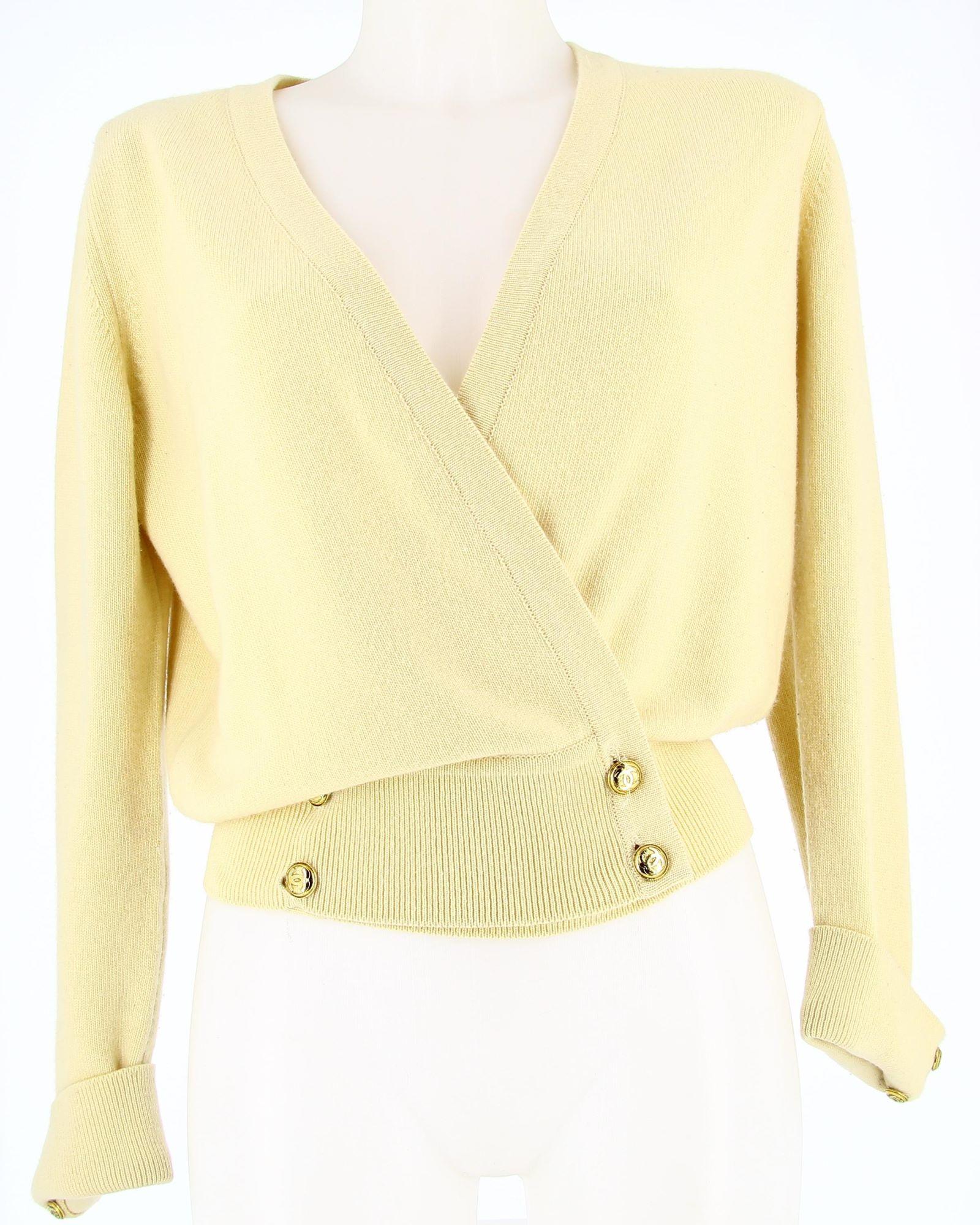 Women's or Men's Chanel Yellow Cashmere Cardigan