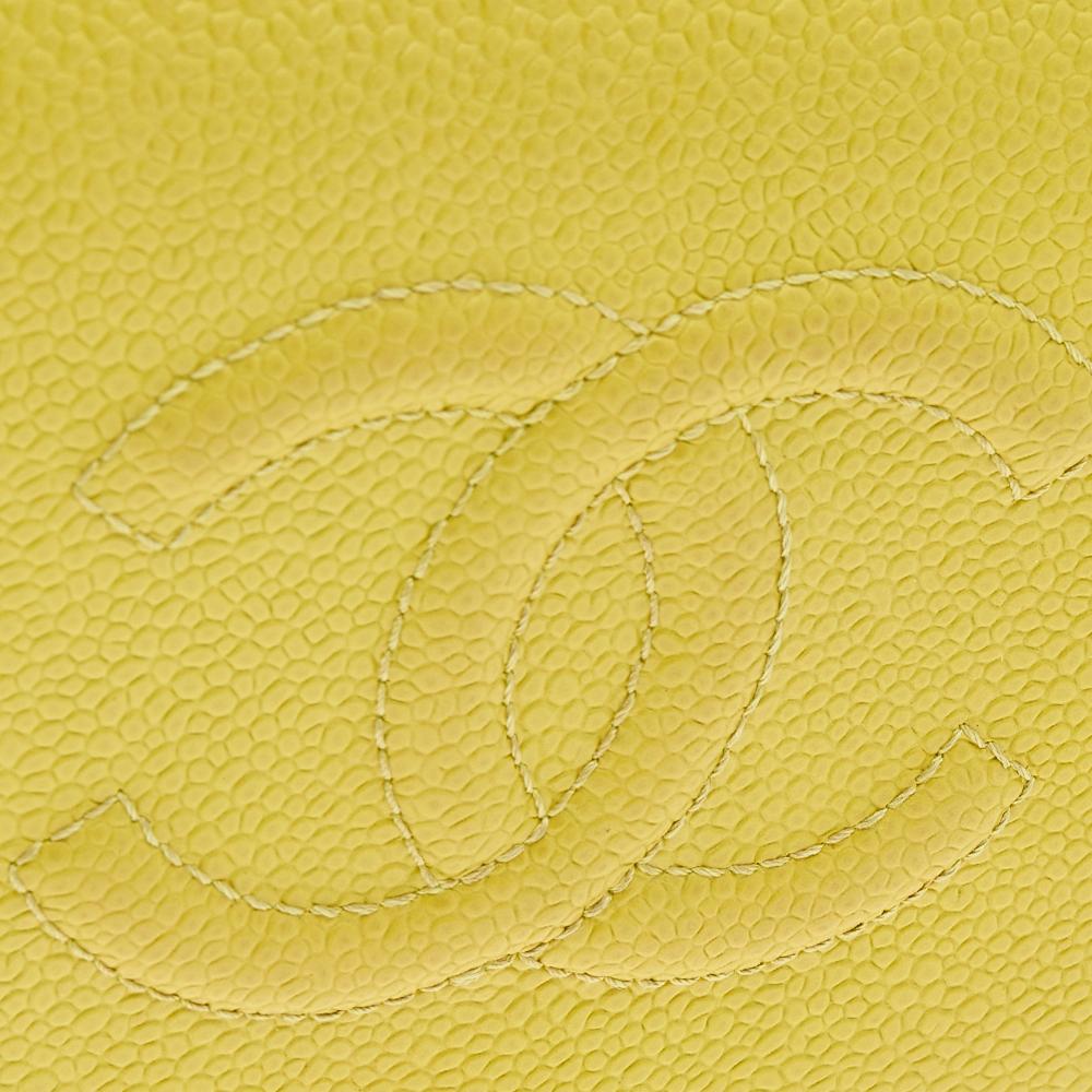Chanel Yellow Caviar Leather CC Logo Wallet 3