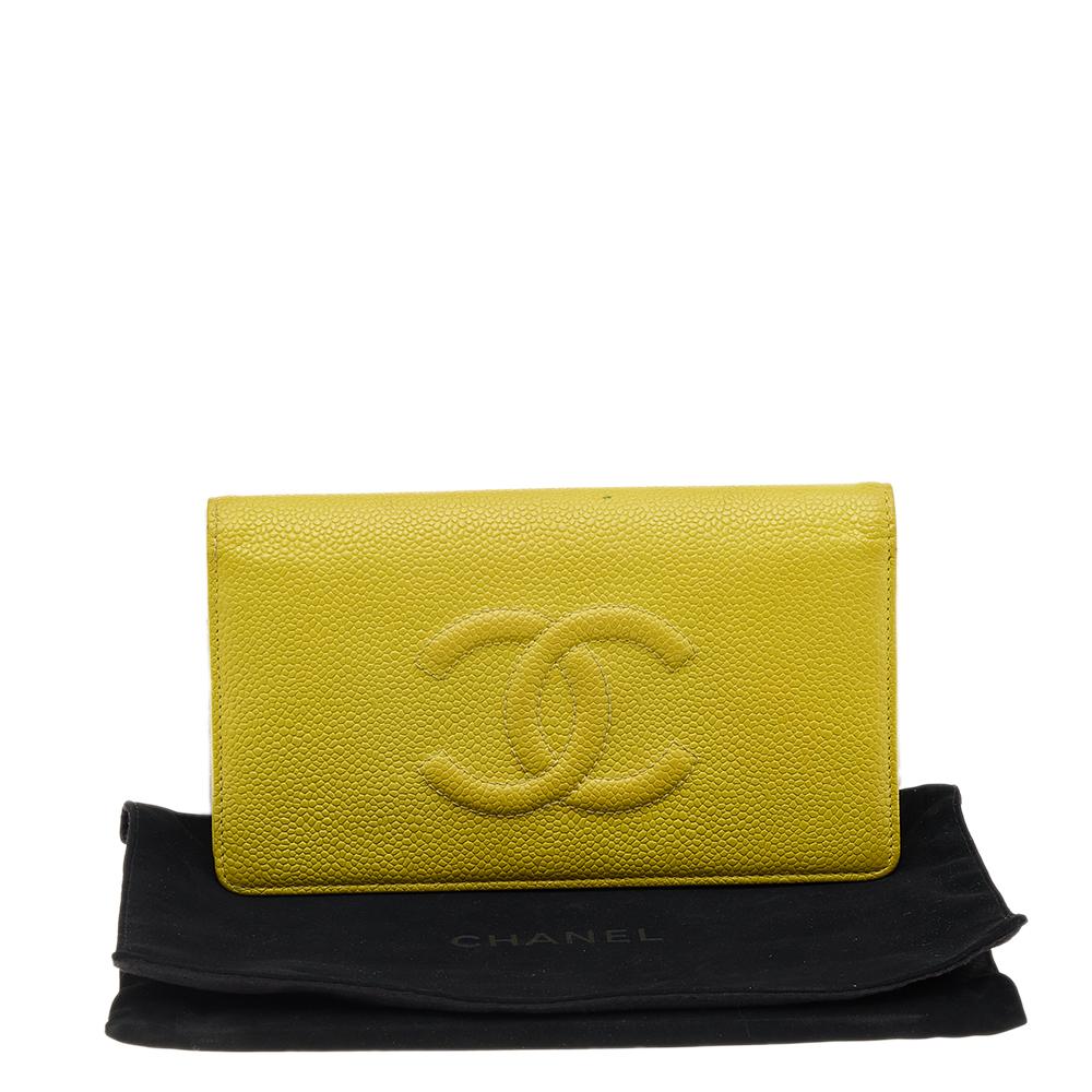 Chanel Yellow Caviar Leather CC Logo Wallet 5