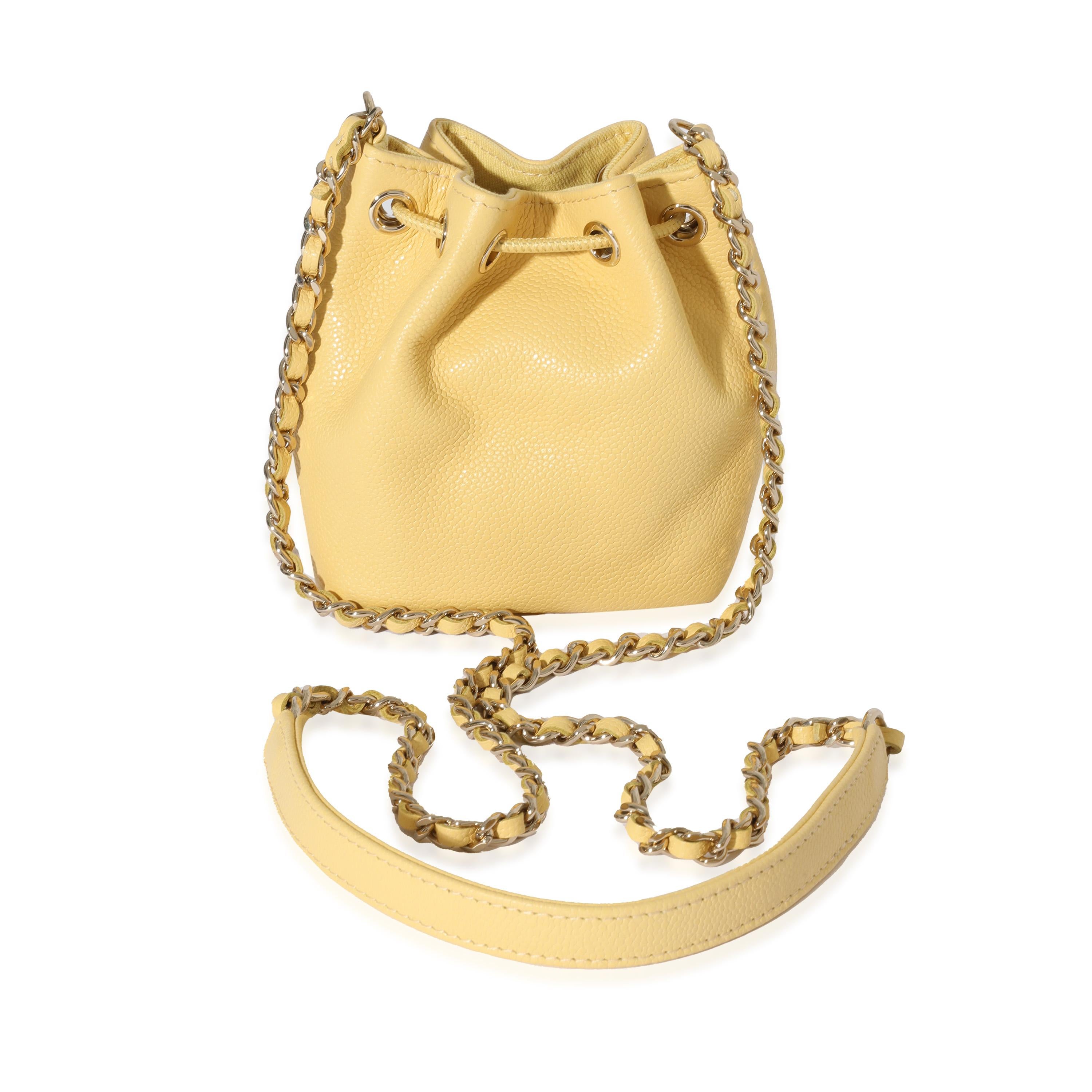 Chanel Yellow Caviar Mini Bucket Bag In Excellent Condition In New York, NY