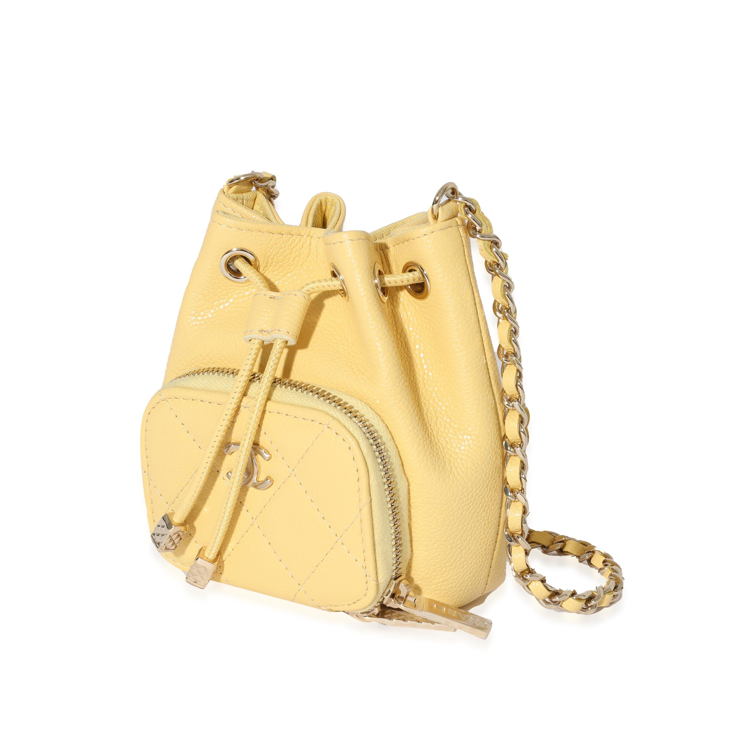 Women's Chanel Yellow Caviar Mini Bucket Bag