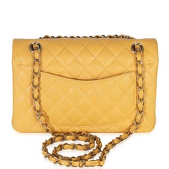 Chanel Yellow Caviar Quilted Small Classic Double Flap Handbag
