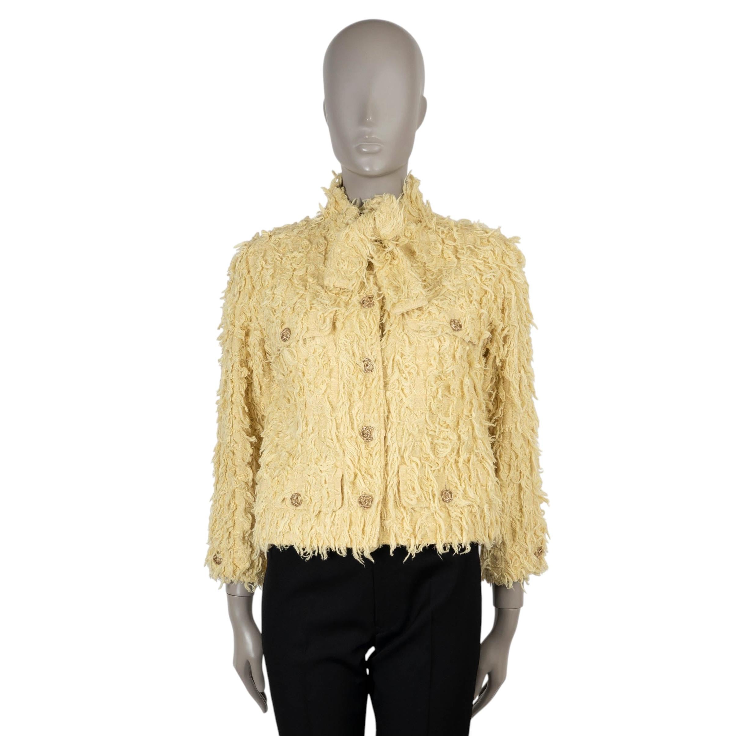 CHANEL yellow cotton 21C CAPRI FUZZY TWEED Jacket 36 XS