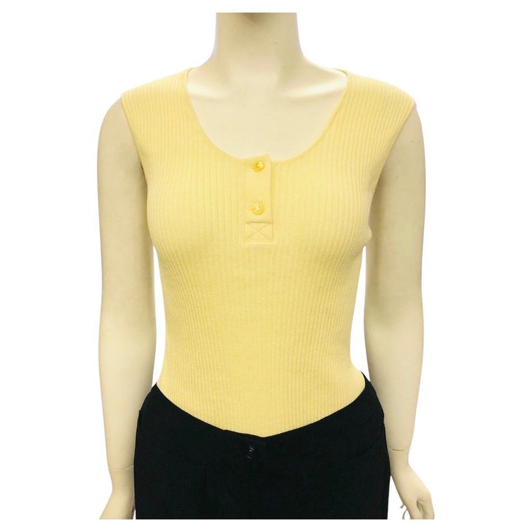 Chanel Yellow Cotton Sleeveless Top  For Sale