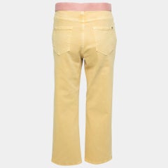 Chanel Gelb Denim Klettverschluss Trim detaillierte Straight Leg Jeans M
