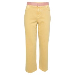 Chanel Yellow Denim Velcro Trim Detailed Straight Leg Jeans M